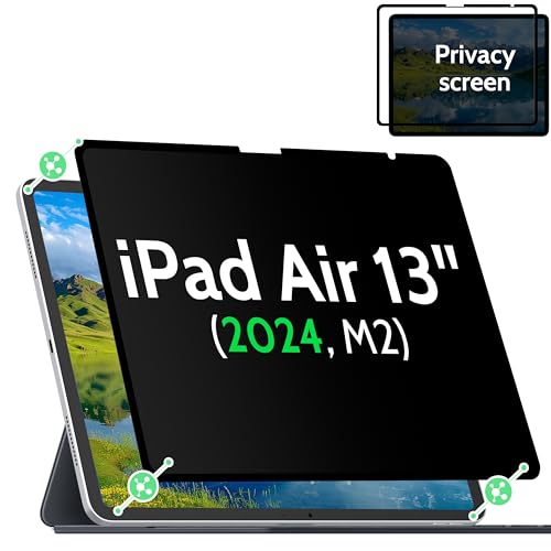 Privacy Screen Protector Compatible with iPad Air 13 In ,Removable iPad Air 13 Inch M2 / M3 (6/7th Gen ,2024/2025) Screen Protector, Anti-Glare Blue Light Film, Bubble Free Anti-Scratch Privacy Filter - size: iPad Air 13 Inch