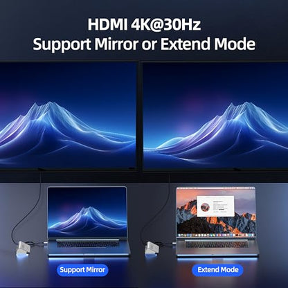 10-in-1 USB C Hub, P9R Powered USB Hub with 4K HDMI, 3 USB 3.0 5Gbps, PD 100W, 1Gbps Ethernet, SD/TF, Aluminum USB Hub for Laptop, MacBook Pro/Air, iPad Pro, iPhone 17, Dell, HP - color: Silver White, size: 1.64ft