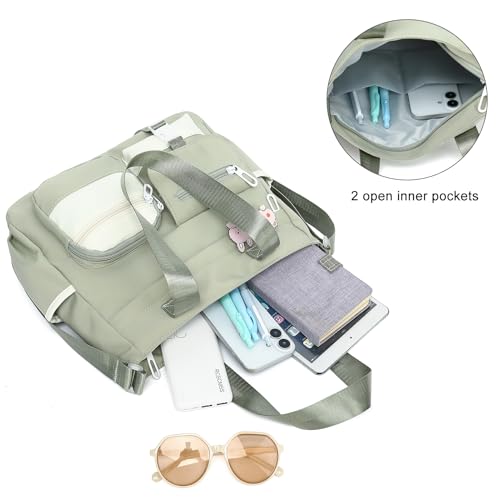 Phaoullzon Cute Messenger Bag Kawaii Crossbody Purse for Teen Shoulder Tote | Gifts for Girls/ Women, Nylon Japanese College Satchel Travel Work Gym Handbag - color: Green, style: Medium
