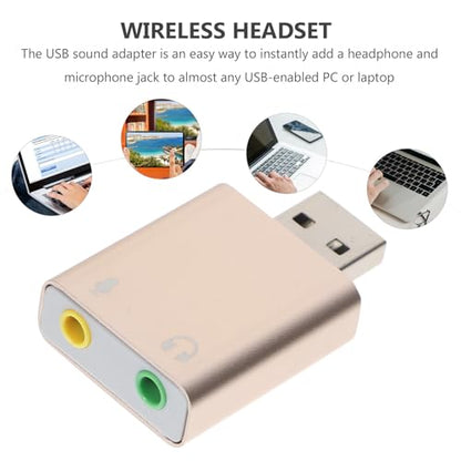 USB External Sound Card Adapter with Headphone Microphone Jack Plug and Play USB to Audio Converter for Laptop Desktop Multi-Channel Stereo Sound Card for Audio and Random Color