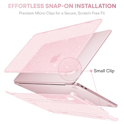 May Chen Compatible with MacBook Neo 13 inch Case 2026 Model A3404, Plastic Hard Shell,Keyboard Cover,Screen Protector,Dust Plug, for MacBook Neo 13" with A18 Pro Chip, Glitter Sakura Pink - color: Glitter Sakura Pink