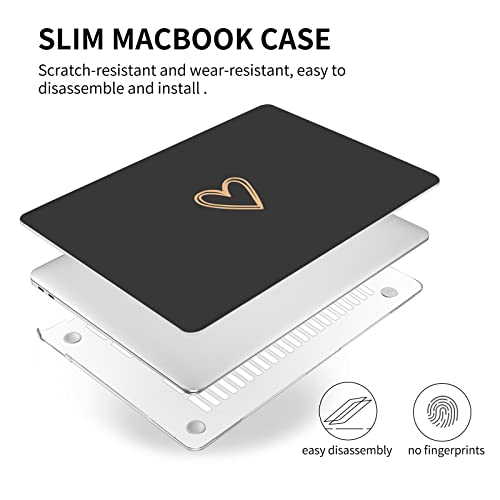 Seorsok Compatible with MacBook Air 13 Inch Case 2020 2019 2018 Release A1932 A2179 M1 A2337 Touch ID, Gold&Cute Heart Pattern Plastic Hard Shell Case with Keyboard Cover,Black - color: Black(heart)