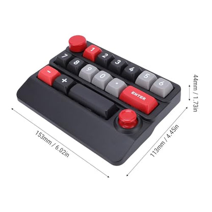 Asixxsix Number Pad, RGB 15 Keys Hot Swappable Wireless Numeric Keypad Macro Programmable Rechargeable Number Keypad with 3 Mode USB C 2.4G Bluetooth for Laptop Desktop Computer PC (Black Red) - color: Black Red