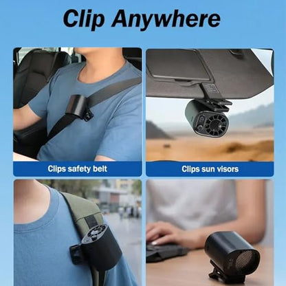 Car Clip on Fan with LED Display, Backseat Fan, USB Rechargeable Powerful Cooling Fans, 360° Rotation, 100 Speeds Adjustable, USB Rechargeable, 2025 New Clip on Fans for Car (White)