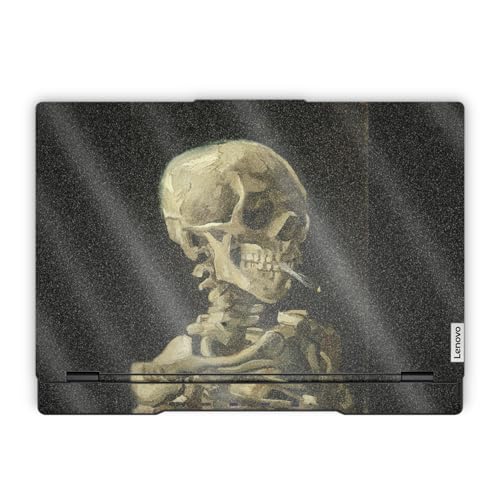 Glossy Glitter Laptop Skin Compatible with Lenovo Legion 5 Gaming Laptop (15IRX9) 2024 - Skull with Cigarette - Premium 3M Vinyl Protective Wrap Decal Cover - Easy to Apply | Crafted in the USA - color: Skull With Cigarette, size: Legion 5 Gaming (15IRX9)