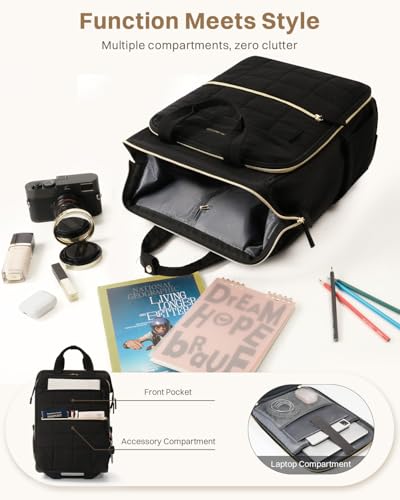 Rolling Puffer Backpack for Women, Wheeled Laptop Backpack, Short-Term Travel Backpack with Wheels, Roller Adults Work Computer Bag, Water Resistant Overnight College Underseat Carry on Luggage, Black - color: Black