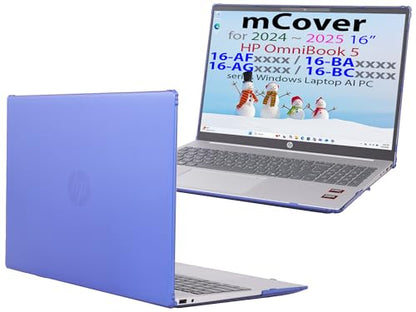 mCover Case ONLY Compatible for 16” 2024+ HP OmniBook 5 16-AF / 16-AG / 16-BAxxxx / 16-BCxxxx and Pavilion 16-AF / 16-AG0000 Series Windows AI Notebook PC (NOT Fitting Other HP Models)- Blue - color: Blue