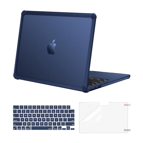 MOSISO Compatible with MacBook Air 13 inch Case M5 2026 M4 M3 M2 2025-2022 | A3449 A3240 A3113 A2681, 3 in 1 Kit Crack-Resistant Heavy Duty Protective Hard Shell Case Cover with TPU Bumper, Midnight - color: Midnight