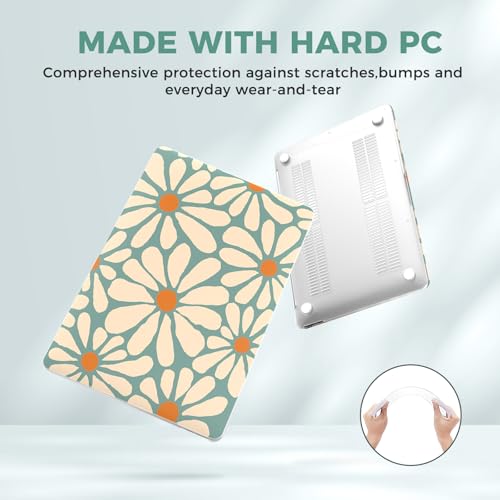 iCasso for MacBook Air 13 inch Case 2020 2019 2018 Release A2337 M1 A2179 A1932, Cute Flower Hard Shell Protective Case for MacBook Air 13.3 inch & Keyboard Cover & Screen Film, Daisy Green - color: Daisy Green