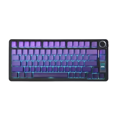 S75 PRO Mechanical Keyboard 75% Custom Layout RGB Backlight Wireless Bluetooth Gaming Keyboard with Screen Knob(Seya Switch,Gradient Purple) - color: Gradient Purple, size: Seya Switch