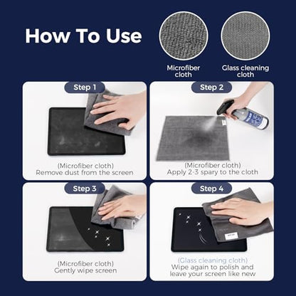 WELKIN Screen Cleaner Spray Kit, 18.6 oz + 2 oz for TV, Laptop & Phone | Fine Mist Spray for Screens, Gentle Formula, Streak-Free Cleaning, Anti-Static, Includes 1 Microfiber Cloth & 1 Glass Wipe - size: Mist Kit
