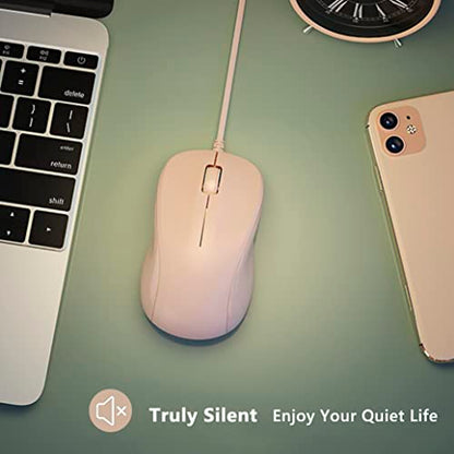 USB Silent Wired Computer Mouse with Easy Click for Office and Home, 1200DPI, Premium and Portable, Compatible with Windows PC, Laptop, Desktop, Notebook (Pink) - color: Pink