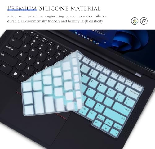 Keyboard Cover for 2024 2023 Lenovo ThinkPad E14 Gen 6/5 14",Thinkpad x1 Carbon Gen 11/10,ThinkPad T14 T14s L14 P14s Gen 4/3 (Not Fit Thinkpad T14 L14 P14s Gen 2/1, Thinkpad E14 Gen 4/3)-Gradual Mint - color: Guadual Mint