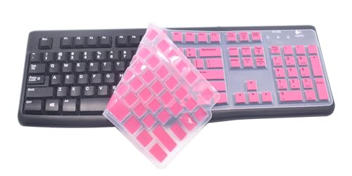 Silicone Keyboard Skin Cover Protector Compatible for Logitech K120 & MK120 Full-Size Wired Keyboard, MK120 & K120 Keyboard Protective Accessories (Pink) - color: Pink, size: Compatible for Logitech mk120