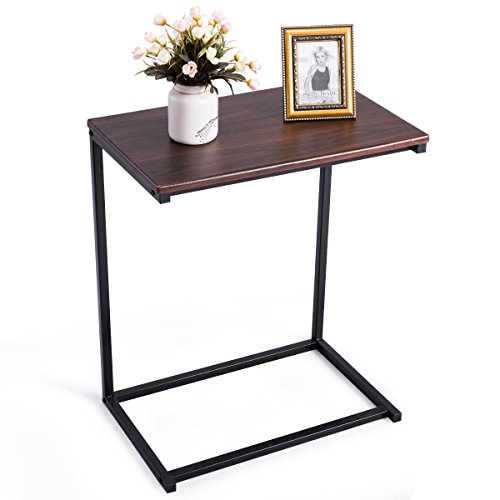 Tangkula Sofa Side End Table C Table Laptop Holder End Stand Desk Coffee Tray Side Table Notebook Tablet Beside Bed Sofa Portable Workstation (Brown) - color: Brown