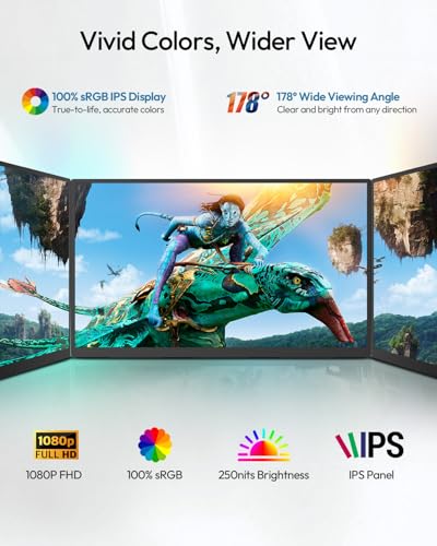 MESWAO 24 Inch Portable Monitor 120Hz FHD IPS Laptop Screen Extender, Large Travel Monitor with NO-Tipping 180° Stand & VESA, HDMI USB-C Second Screen for MacBook PC Home Office Gaming - size: 23.8