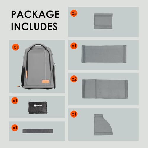 TARION Camera Backpack for Photographers Compact 15L, TB04 Grey | 15 Inch Laptop Compartment, Side Access Quick Draw, Anti-theft Hidden Pocket, Tripod Holder, Rain Cover, Travel-Friendly - color: Grey