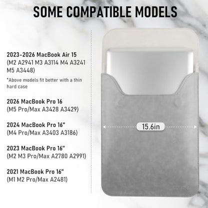 Allinside 15-16 inch Laptop Sleeve Case Compatible with MacBook Pro 16 2021-2026/MacBook Pro 15 2016–2019, Waterproof PU Leather Laptop Sleeve Bag Protective Vertical Case Cover, Gray - color: Gray, size: 15.6 in for Macbook Pro15/Pro 16