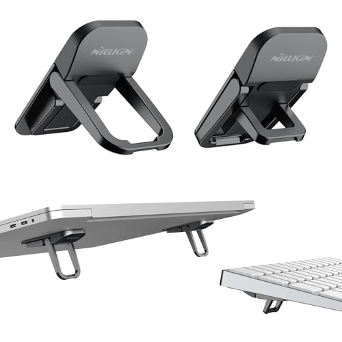 Nillkin Computer Keyboard Stand for Desktop with 3 Adjustable Angles, Mini Laptop Feet, Flip Keyboard Riser Feet for Keyboards, Laptop Stand for MacBook, Dell, HP, Other 14-16 Inches, Black - color: Black