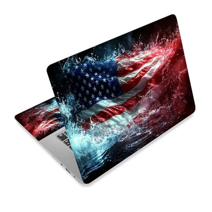 Universal Laptop Skin Sticker Decal,15.6 Inch Laptop Vinyl Cover for 13" 14" 15.6" Laptop,Scratch-Resistant Waterproof Protector Wrap,Reusable with Wrist Pads,Splash American Flag - color: Splash American Flag