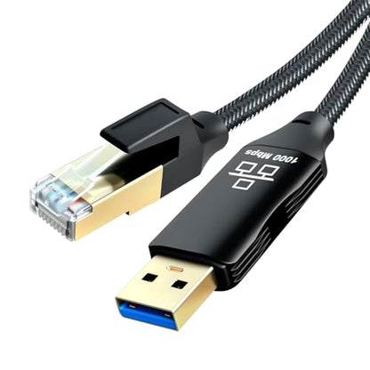 USB to Ethernet Cable 12Ft,USB 3.0 Male to RJ45 Serial Adapter Directly Connected, Compatible with Laptop, PC, MacBook, Switch, Windows, macOS, Linux(12Ft/4M) - size: 12Ft