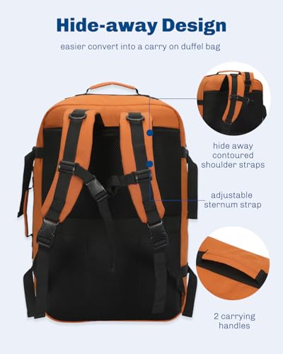 Carry on Backpack 38L Large Travel Backpack for Women Flight Approved Weekender Bag Laptop Backpack Men 15 inches Bronze - color: Bronze