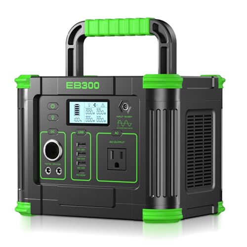 GRECELL Portable Power Station 330W, 288.6Wh Solar Generator with 60W USB-C PD Output, 120V Pure Sine Wave AC Outlet Backup Lithium Battery for Outdoors Camping Travel Home Blackout - color: Green