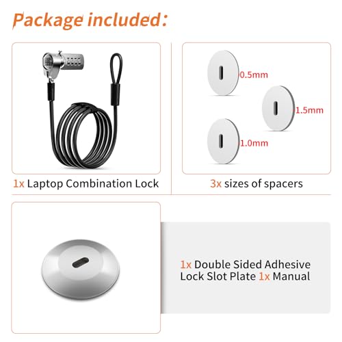 Computer Lock Laptop Lock with Slot Plate 6.23 ft Combination Security Locking Cable Digital Password Protection Lock Cable Anti Theft Lock for Laptop Computer Notebook and Other Device