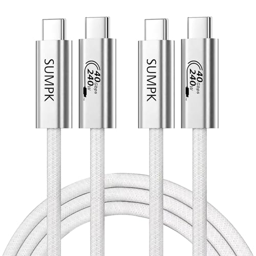 240W USB4 Cable 6.6FT 2 Packs, 40Gbps High Speed Data Transfer | 5A Fast Charging, Single 8K/Dual 4K Monitor Display, Compatible for Thunderbolt 4/3, Hub/Docking Station, iPhone 16/16 Pro - size: 6.6 ft