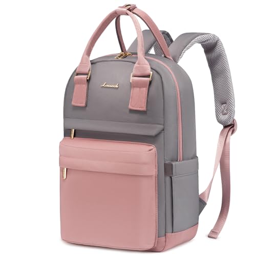 LOVEVOOK Mini Backpack for Women Girls Stylish Waterproof Backpack Purse with USB Port, Cute Daypack for School Travel Party - color: Grey & Pink, size: 14 Inch