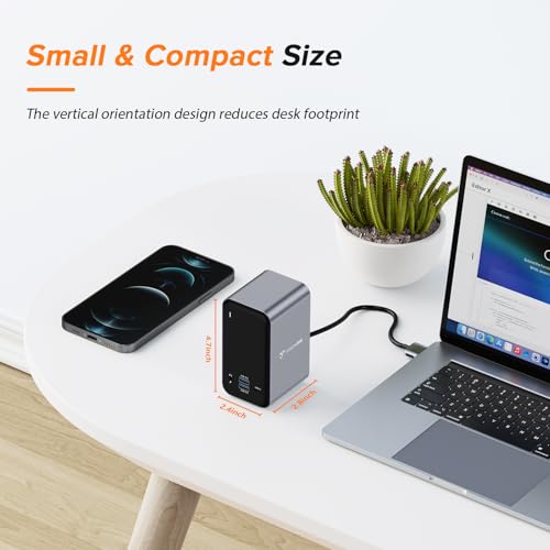 TobenONE 15-in-2 MacBook Pro Docking Station, Dual 4K Monitor, Plug & Play | 2 HDMI, VGA, PD 3.0, 7 USB, Ethernet, 3.5mm Audio, MacBook Compatible, Compact, for Home Office & Professional Productivity