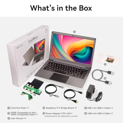 ELECROW Portable Monitor with Keyboard, 14 Inch Lapdock Display with Built-in Battery & RPi5 Adapter, 1080P FHD IPS USB C Computer Monitors Compatible with Raspberry Pi, PC, Phone, Mac, Game Console