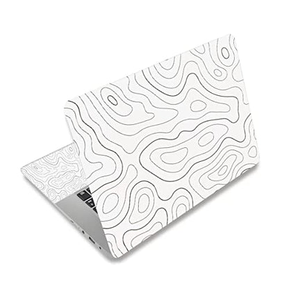 Universal Laptop Skin Sticker,Waterproof Reusable Vinyl Laptop Sticker Cover Art Protector Notebook PC,Cute Cartoon Notebook Stickers Decal,Fits 12 13 13.3 14 15 15.4 15.6 inch-White Line - color: Topographic White