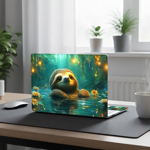 Aesthetic Laptop Skin Cover,12-15.6 Inch Universal Vinyl Sticker Decal,Waterproof Scratch-Resistant Notebook Wrap,Removable Residue-Free Protector,Sloth Forest Glow - color: Sloth Forest Glow