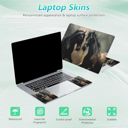 Laptop Skin Sticker Decal 12"-15.6" Universal Laptop/Notebook/Netbook Vinyl - Waterproof Scratch Resistant,Fits HP Dell Lenovo MacBook,2 Free Wrist Pads,Easy Apply & Remove,Black Brown Horse - color: Black Brown Horse
