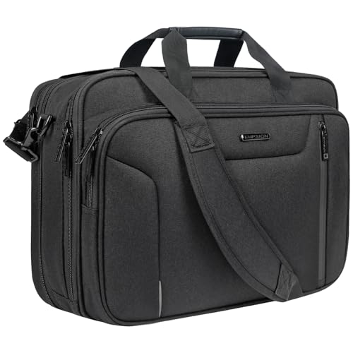 EMPSIGN Laptop Bag Briefcase for Men, 17.3 Inch Computer Case, Black-Grey | Expandable Computer Bag, Water Repellent, Shoulder Messenger Bag, Detachable Strap, Work Business Travel Office - color: Black/Grey