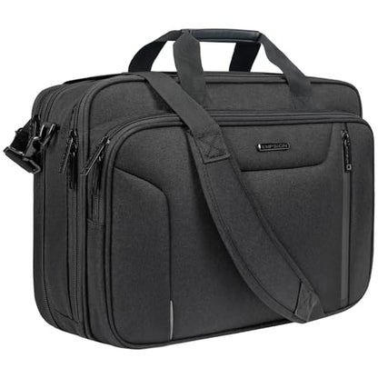 EMPSIGN Laptop Bag Briefcase for Men, 17.3 Inch Computer Case, Black-Grey | Expandable Computer Bag, Water Repellent, Shoulder Messenger Bag, Detachable Strap, Work Business Travel Office - color: Black/Grey