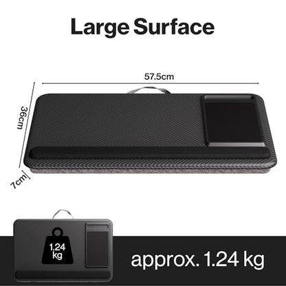 Portable Lap Desk Wood Laptop Tray with Cushion, Lightweight Laptop Stand for Bed Lap Tray with Built-in Mouse Pad, Wrist Rest, Phone Slot, Lap Stand for Sofa and Bed