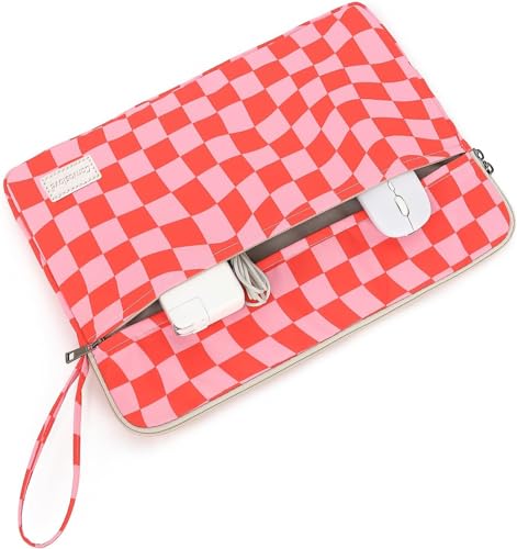 Laptop Sleeve Carrying Case Bag with Handle and Pocket for MacBook Air 13,iPad Pro 13 inch and 12.5 inch-13.5 inch Laptop Computer (Grid) - color: Grid With Strap, size: 12.5 inch-13.5 inch