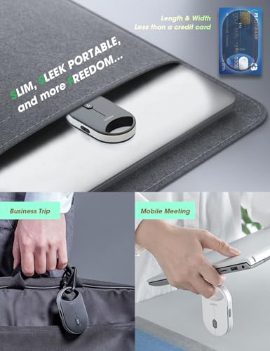 Pressure-Sensitive Infinite Free-Scroll Mouse | Small, Slim & Silent | 4000 DPI | Tri-Mode (Dual Bluetooth/2.4G/USB Wired) | Mini Portable Wireless Travel Mouse for Laptop, MacBook, iPad, PC - color: Black