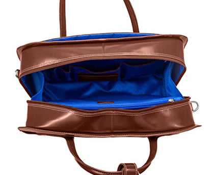 McKlein WILLOWBROOK, 17" Leather Detachable -Wheeled Ladies' Laptop/Computer & Tablet Business Briefcase Bag/Women's Rolling Overnight Travel Bag, Removable trolley case - color: Brown, size: 18"x8.75"x14.5"