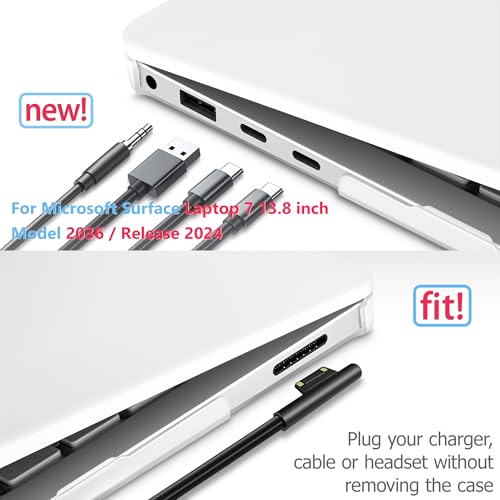 Mektron Matte Case for 13.8" Microsoft Surface Laptop 8 2026 Fits Surface Laptop 13.8 Inch 7 2024 Cover (Model: 2036),Keyboard Cover +Screen Protector +Dust Plugs, Matte White - color: Matte White