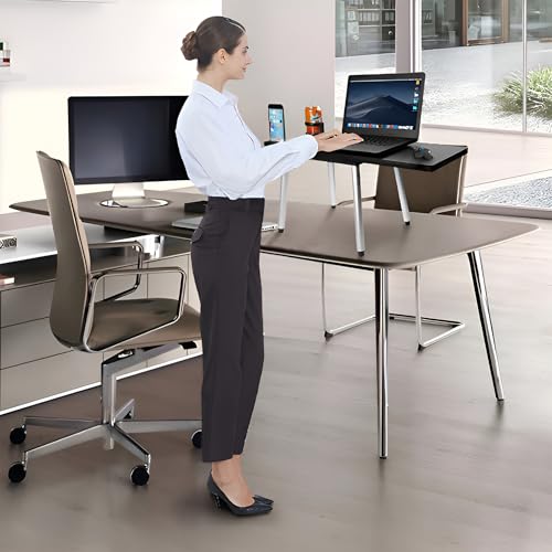 Portable Laptop Computer Desk Stand Table Foldable Compact Lightweight Adjustable Height 19-29 inches for Travel Remote Work Home Office School Debate