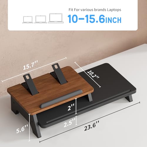 AFOOYO Adjustable Laptop Stand 2-Tier Riser Holder,Ventilated Cooling Ergonomic Computer Desk Organizer Accessories for 10-15.6" Notebook,Desktop Storage Compatible with MacBook,Dell,HP,Lenovo - size: Long
