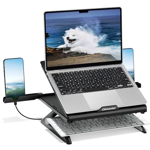 Laptop Stand for Desk, Ergonomic Adjustable & Foldable Portable Computer Stand with Heat-Vent, Laptop Riser Holder Compatible with MacBook Air Pro, 10-15.6 Inch Notebooks - color: Black