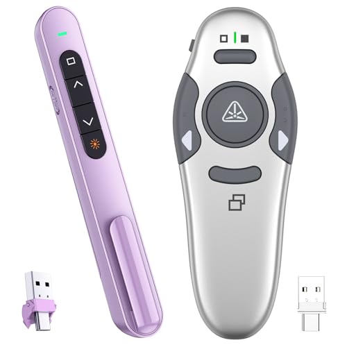 QUI Presenter Clicker USB A&C Bundle | Pen-Shaped Purple & Remote-Shaped Silver