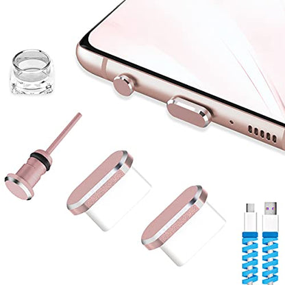 USB C Dust Plugs Charging Port Cover Caps, 2 PCS (Rose Gold) | Cable Protectors Included, Compatible with iPhone 17 16 15 Pro Max - color: Rose Gold