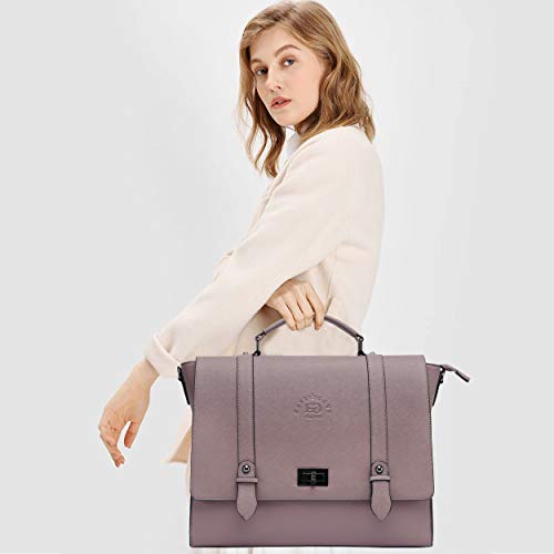 Women's 17 Inch Laptop Briefcase, Vintage Purple Saffiano Eco-leather, Multi-Compartment, 3 lb Weight Capacity - size: 17.3-inch