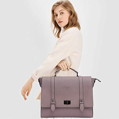 Women's 17 Inch Laptop Briefcase, Vintage Purple Saffiano Eco-leather, Multi-Compartment, 3 lb Weight Capacity - size: 17.3-inch