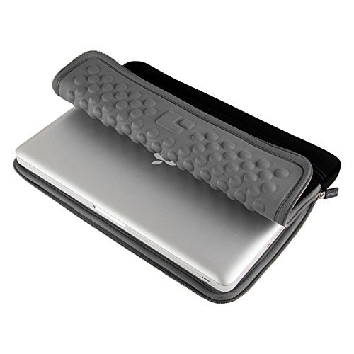 SumacLife Micro Suede Carrying Sleeve with Rear Pocket for 13-13.3 Inches Laptops (SLMSuede13BGRY) - color: Black/gray